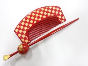 アンティーク　漆塗り蒔絵　櫛・簪セット